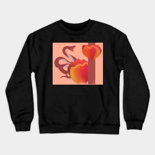 Trippy Abstract Snake Creepy Floral Artwork Design Fiery Cobra Volcano Lava Pastel Sci Fi Glowing Sunset Artwork Unique Cool Crewneck Sweatshirt